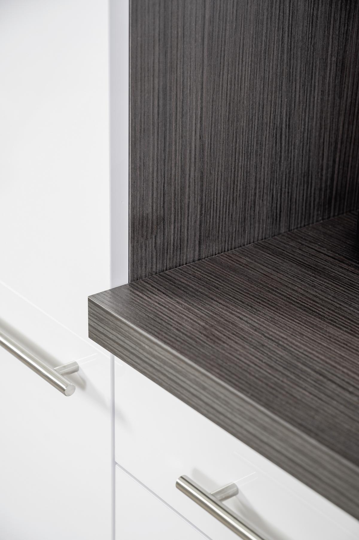 Küchenblock Schwarz Hochglanz m. Geräte B: ca. 210 cm - Schwarz/Alufarben, Basics, Holzwerkstoff (210cm) - Respekta