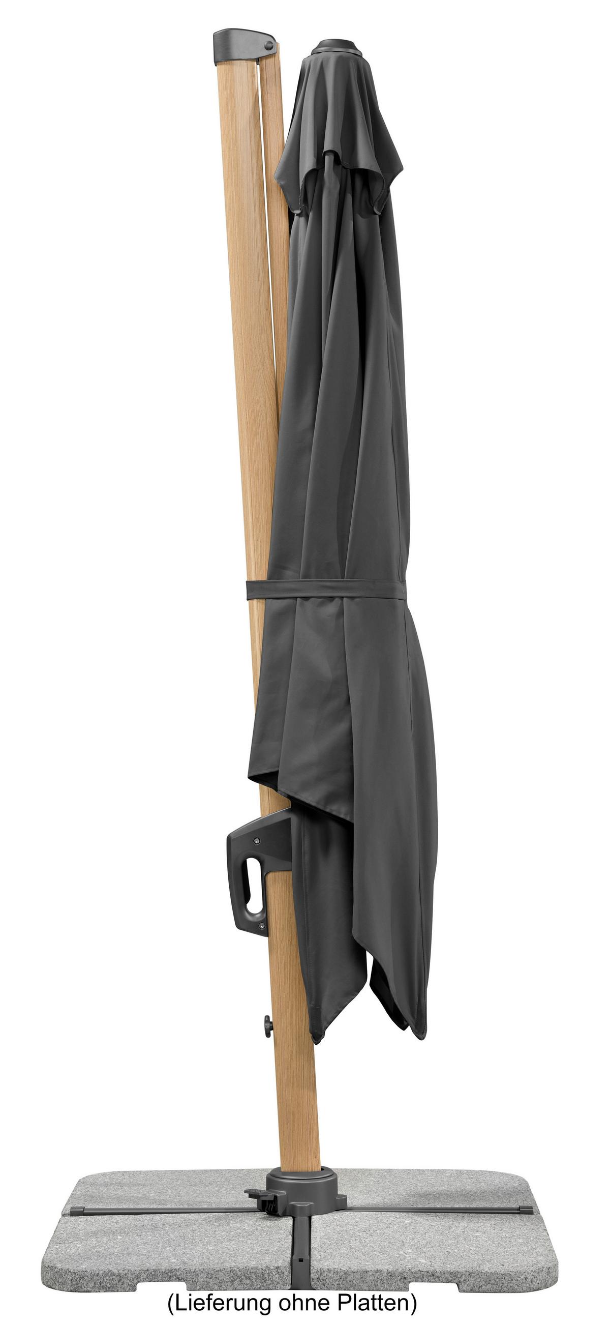 Ampelschirm Rohdos Anthrazit - Eichefarben/Anthrazit, Basics, Textil/Metall (358/263/300cm) - Schneider