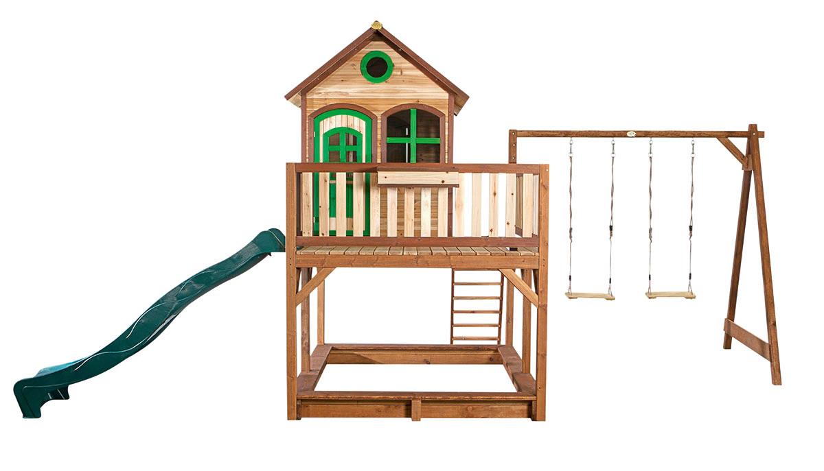 Spielhaus Axi Liam - Braun, Basics, Holz (588/305/270cm) - Ambia Garden
