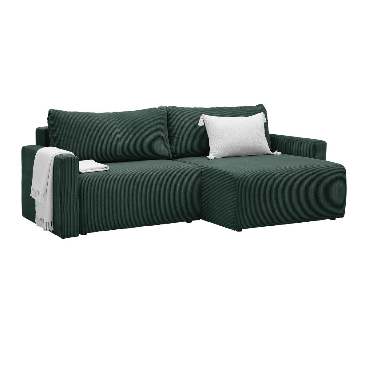 Ecksofa Dios Dunkelgrün - Dunkelgrün/Schwarz, MODERN, Holz/Kunststoff (228/91/146cm) - Based