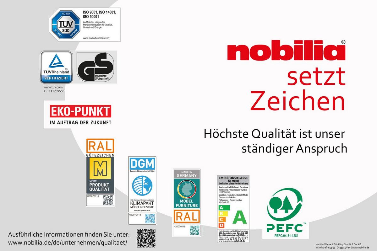 Küchenblock Casada High m. Geräten Schilfgrün - Schilfgrün/Eichefarben, MODERN, Holzwerkstoff/Metall (270cm) - Nobilia