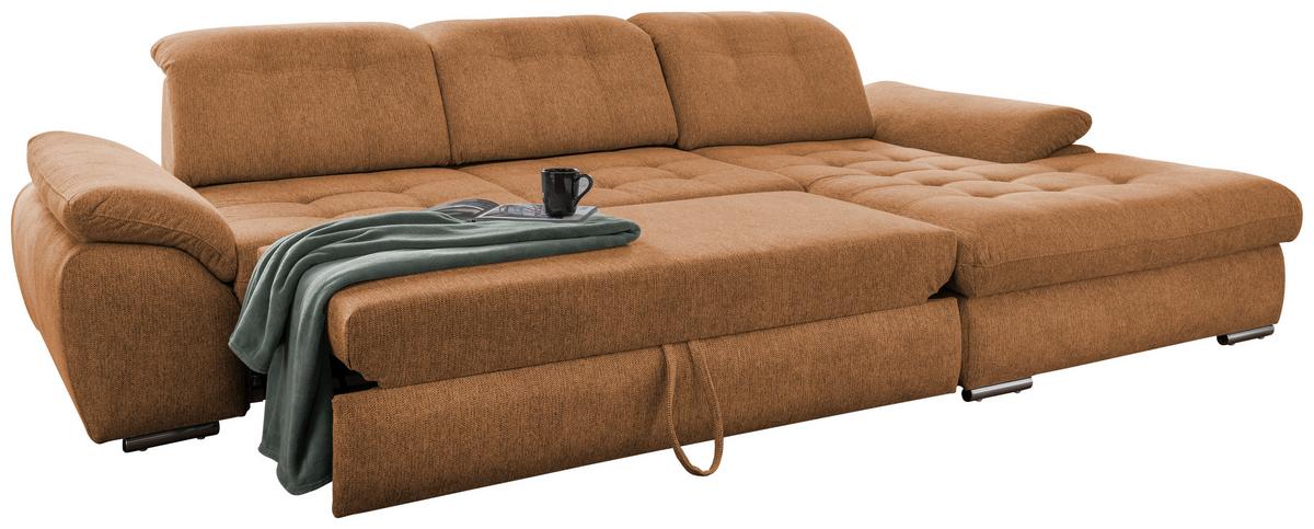 Ecksofa Rigatti mit Bettkasten ca. 314x184 cm Currygelb - Currygelb/Chromfarben, MODERN, Textil/Metall (314/184cm) - Livetastic