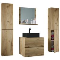 BADEZIMMER LENDAS BL XL - Honigeiche/Schwarz, Modern, Glas/Keramik (127cm) - MID.YOU