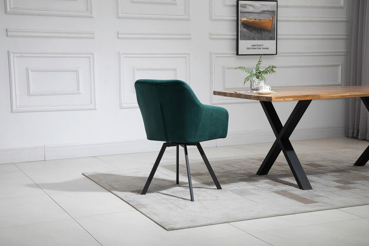 Naslanjač Samt, Gozdno Zelena, Vrtljiv - črna/gozdno zelena, Moderno, kovina/tekstil (61/85/62cm) - Livetastic