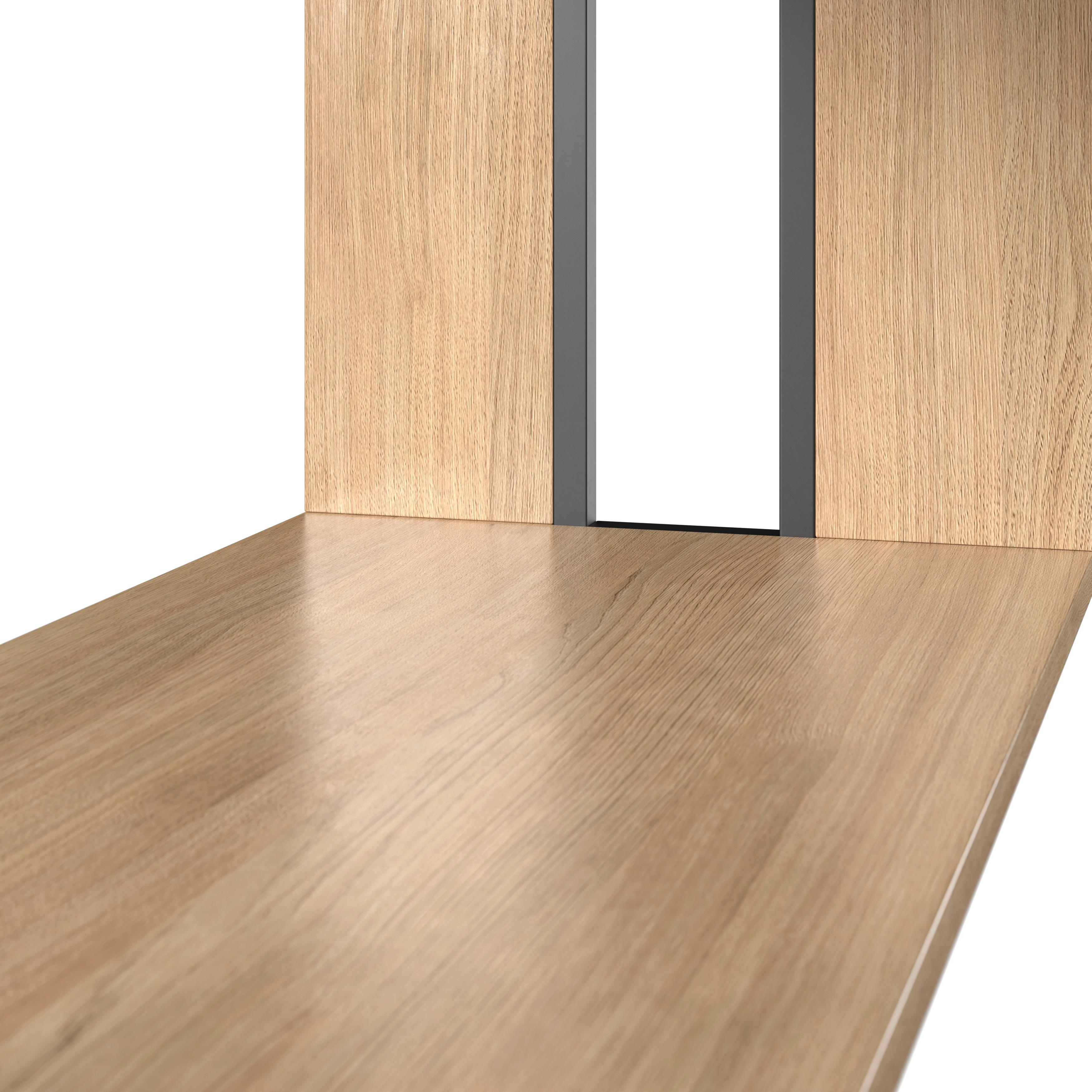 HYLLA FINN - svart/ekfärgad, Modern, metall/trämaterial (80/185/35cm) - Bessagi Home