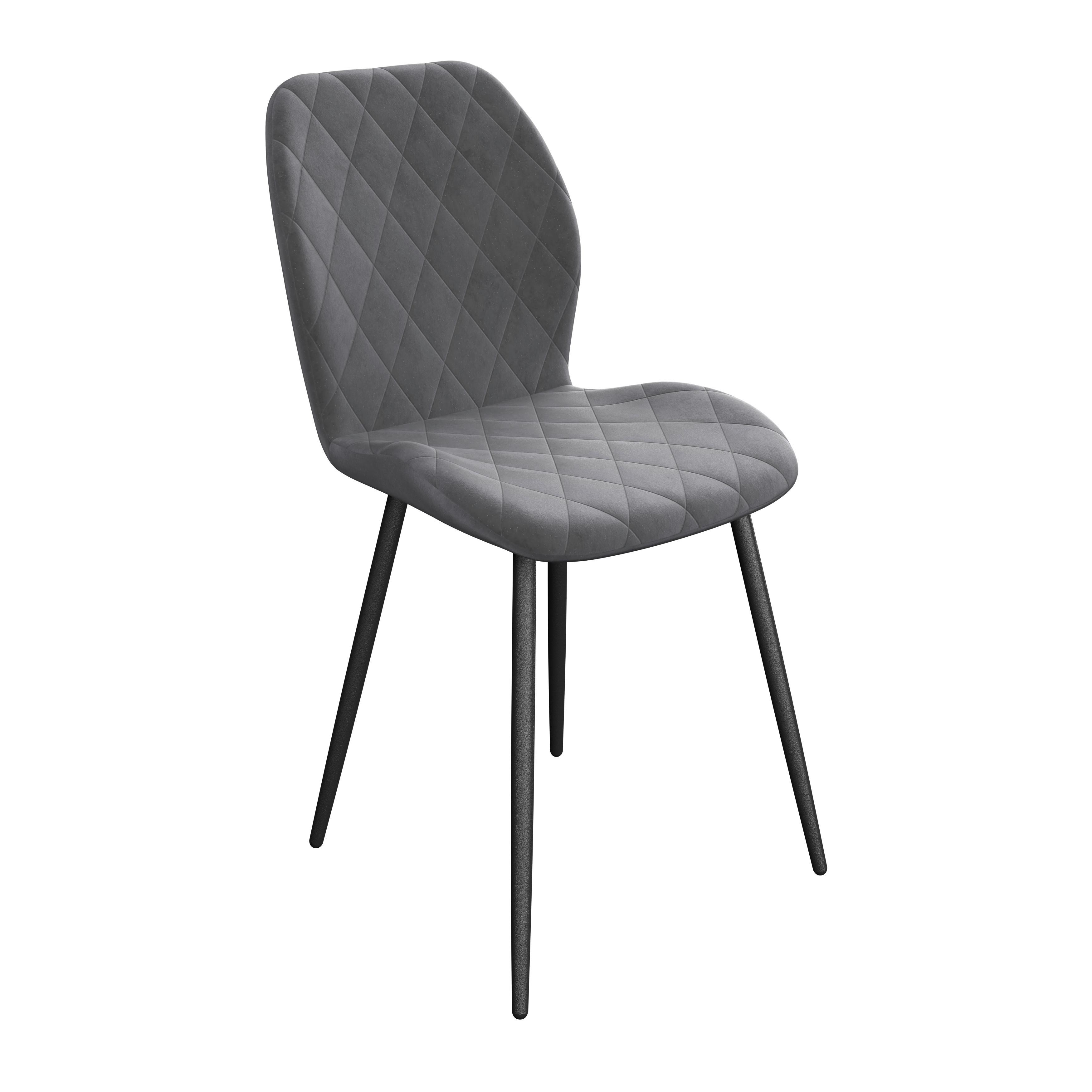 Stol Zoe, Žamet, Temno Siva - temno siva/črna, Trend, kovina/tekstil (58/85/47cm)