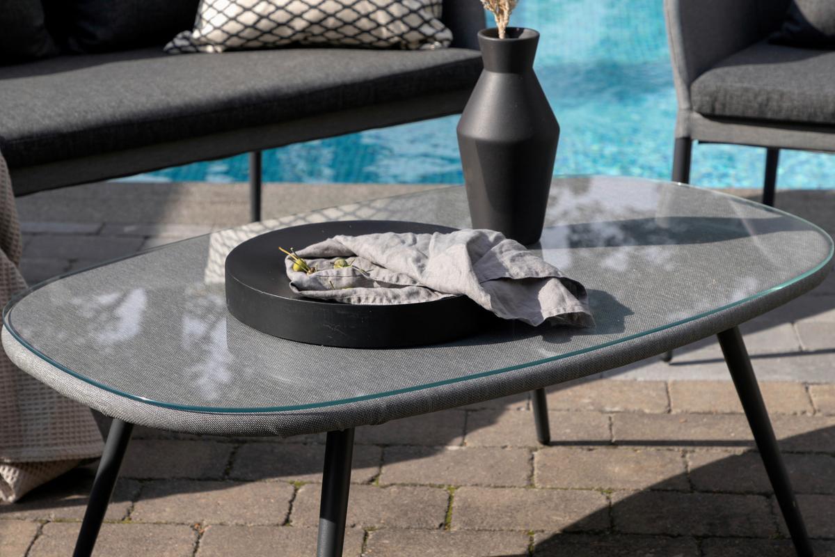 Loungegarnitur Spoga 4-tlg. Grau/Schwarz - Schwarz/Grau, KONVENTIONELL, Textil/Metall - Gardenson