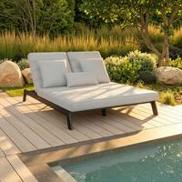 LEŻAK OGRODOWY NOURI - jasnoszary, Modern, metal/tkanina (202/37/143cm) - Bessagi Garden