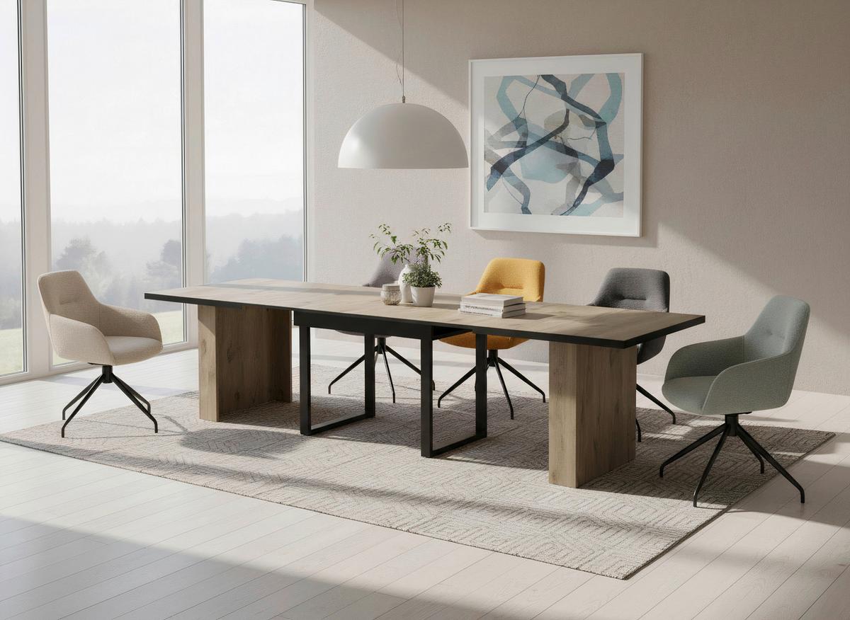 ARMLEHNSTUHL-SET TRIEST S 2ER-SET - Beige/Schwarz, MODERN, Textil/Metall (56/83/60cm) - MID.YOU