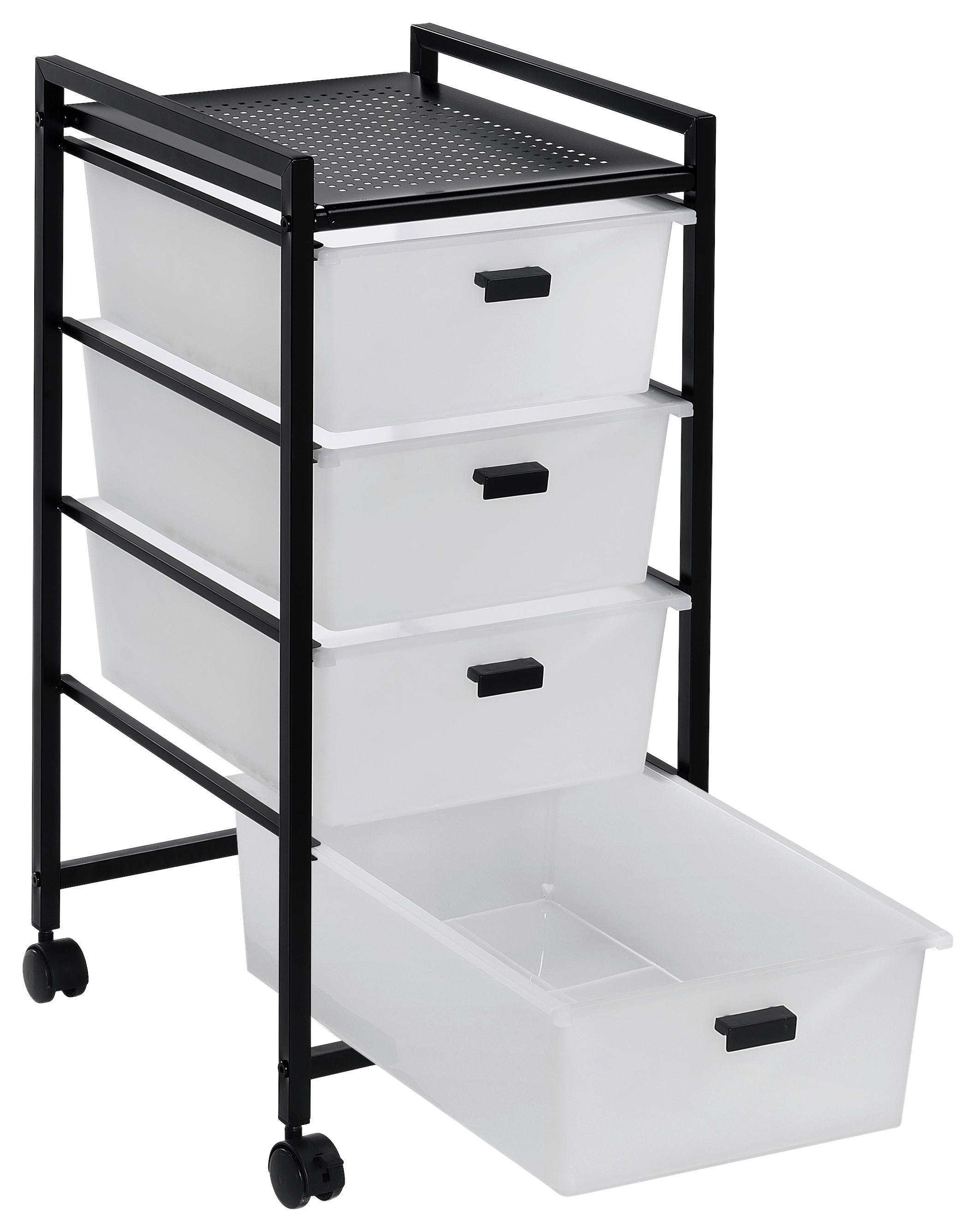 Rollcontainer Jolin Weiß/Schwarz - Schwarz/Weiß, MODERN, Kunststoff/Metall (39/72,5/32,5cm) - Mömax