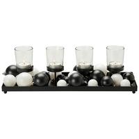 Adventi Mécsestartó Gömbdíszekkel Ida - fekete/fehér, műanyag/üveg (40/13,5/13cm) - Modern Living