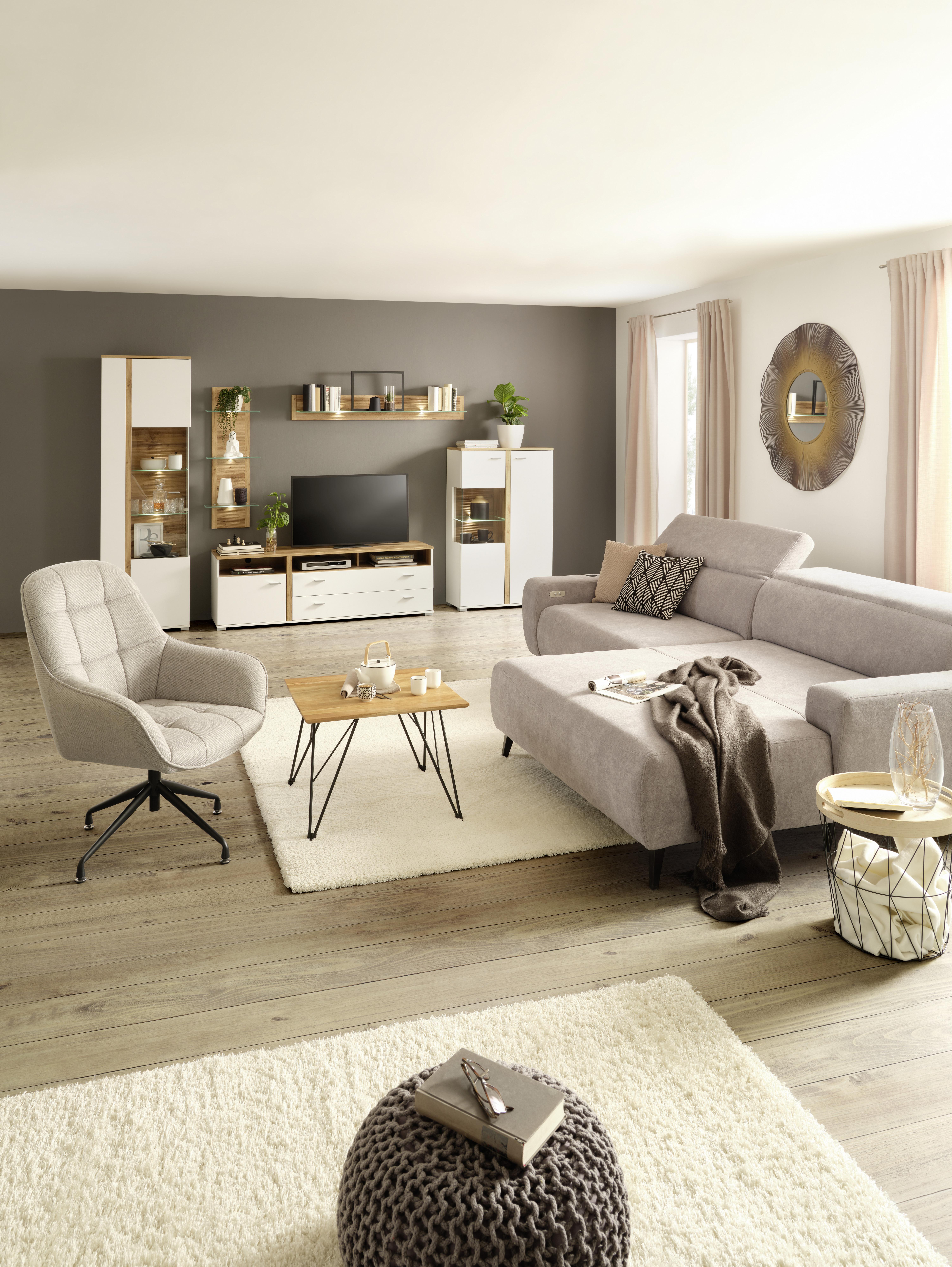 Beistelltisch Naturfarben/Schwarz - Schwarz/Naturfarben, Modern, Holzwerkstoff/Metall (40/42/40cm) - Modern Living