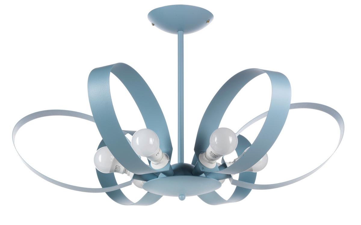 Kronleuchter Serena Hellblau max. 6 Watt - Hellblau, Design, Metall (65/110cm)