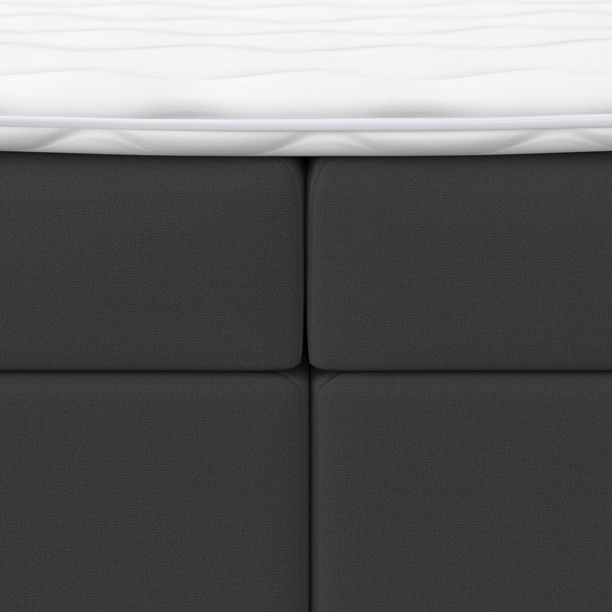 Boxbett Lucy ca. 180x200 cm Dunkelgrau mit Topper - Dunkelgrau, MODERN, Holz/Holzwerkstoff (180/200cm) - Bessagi Home