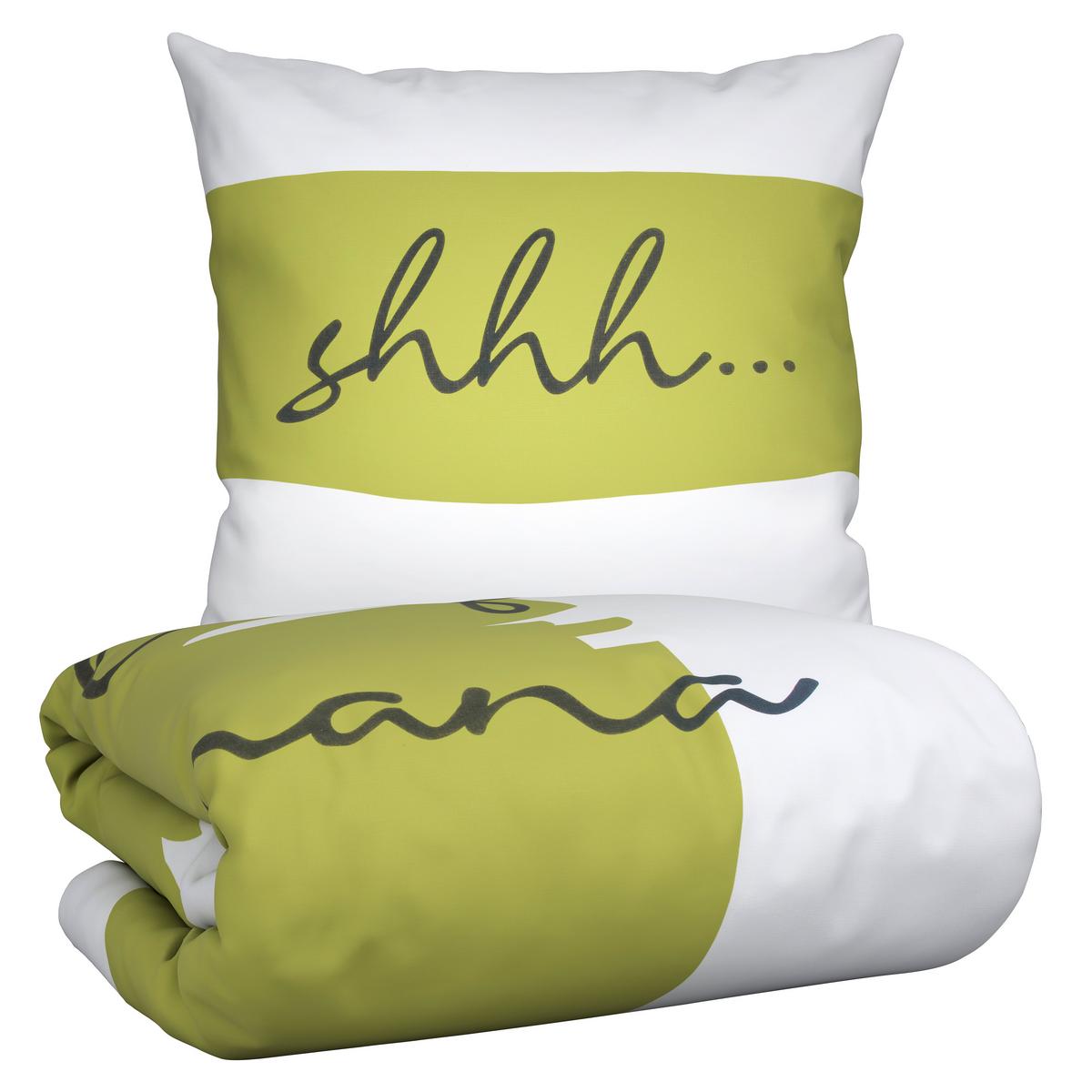 Ágyneműhuzat-garnitúra Kétodalas Oliveio - fehér/zöld, Lifestyle, textil (140/200cm) - Bessagi Home