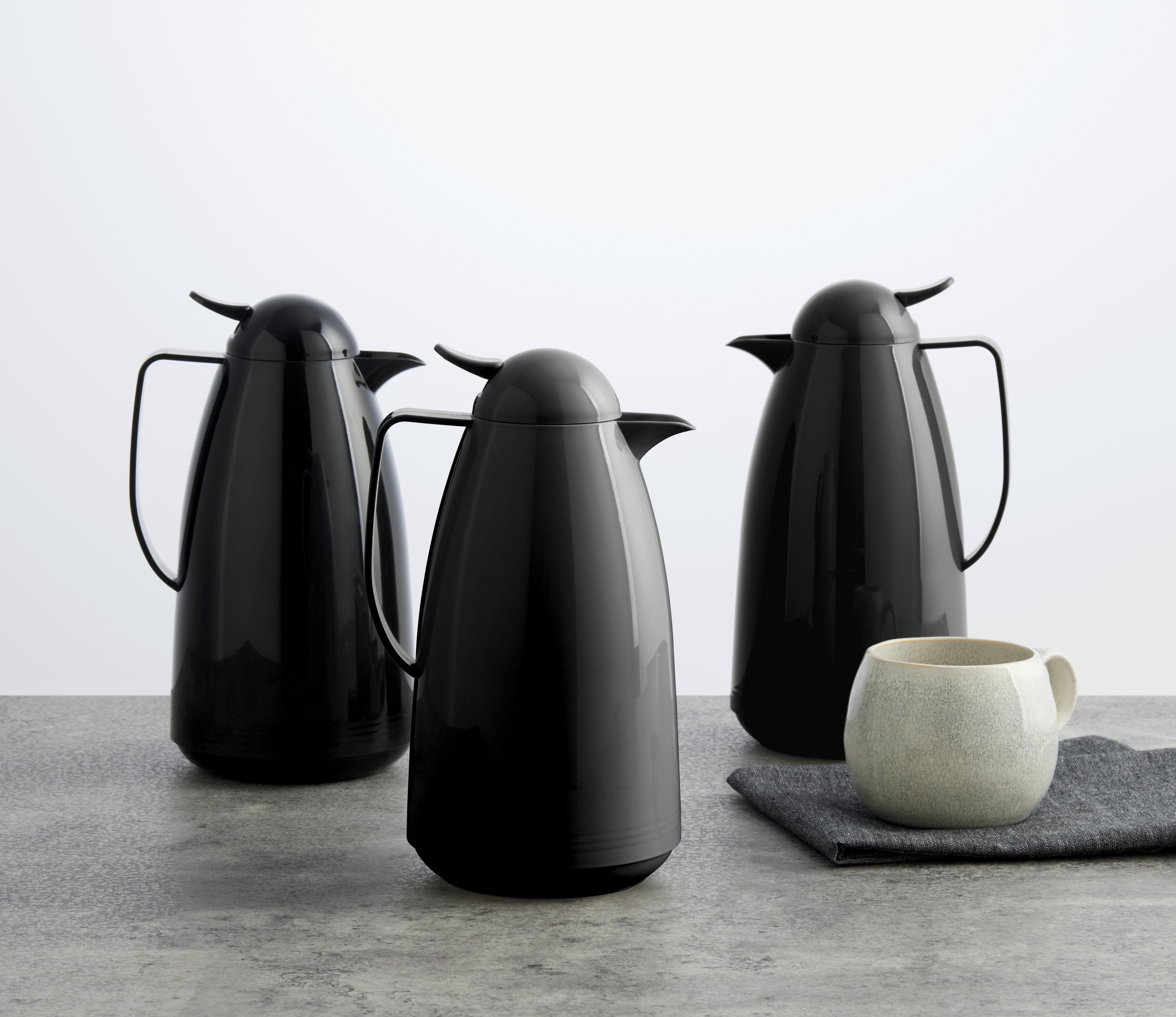 Isolierflasche Barbara Schwarz ca. 1l - Schwarz Hochglanz/Grau Hochglanz, KONVENTIONELL, Glas/Kunststoff (1l) - Mömax