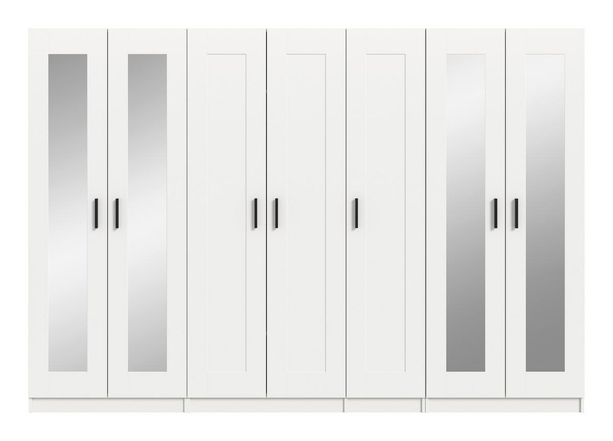 Drehtürenschrank Visby Weiß - Schwarz/Weiß, ROMANTIK / LANDHAUS, Holzwerkstoff/Kunststoff (280/194/56cm) - Livetastic
