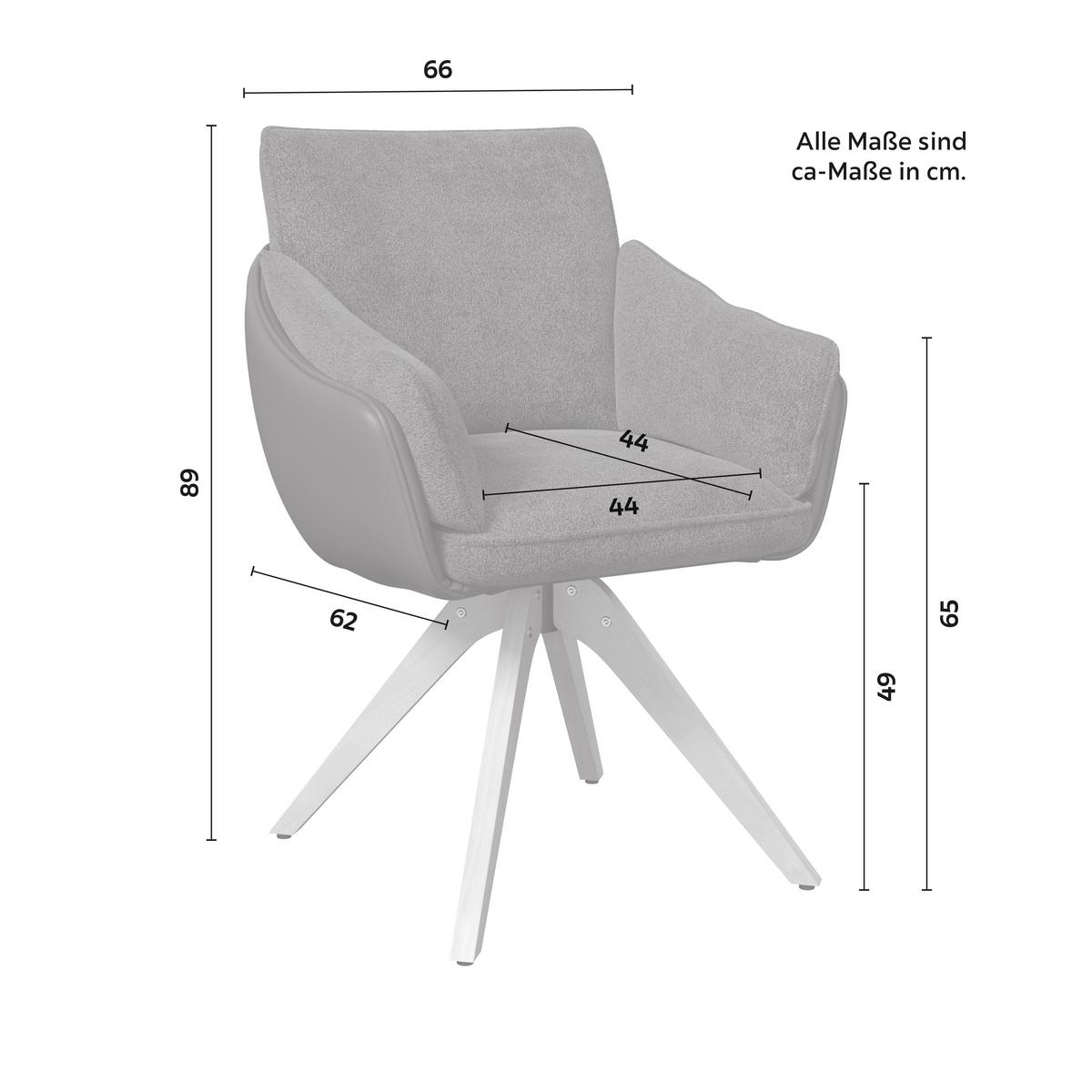 Armlehnstuhl Alja Dunkelgrau Bouclé/Mikrofaser Drehbar - Dunkelgrau/Buchefarben, MODERN, Holz/Textil (66/89/62cm) - Bessagi Home