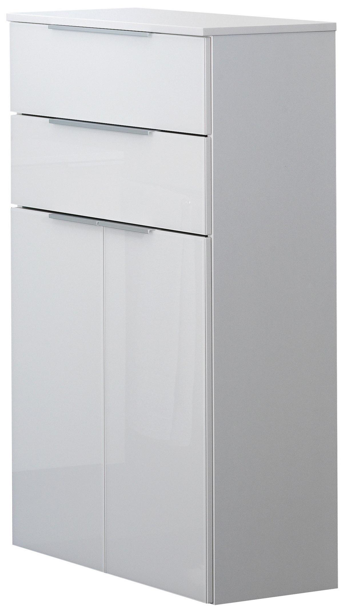 Midischrank "Kara White" , weiß - Silberfarben/Weiß, MODERN, Glas/Holzwerkstoff (61/106,5/32cm) - MID.YOU