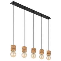 Svjetiljka Viseća 54042-5h - smeđa/crna, Konvencionalno, drvni materijal/metal (116/10/120cm) - Globo