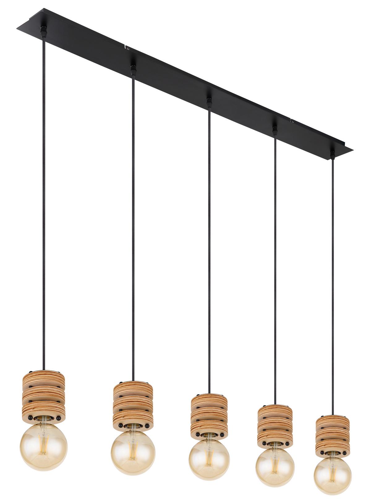 Svjetiljka Viseća 54042-5h - smeđa/crna, Konvencionalno, drvni materijal/metal (116/10/120cm) - Globo