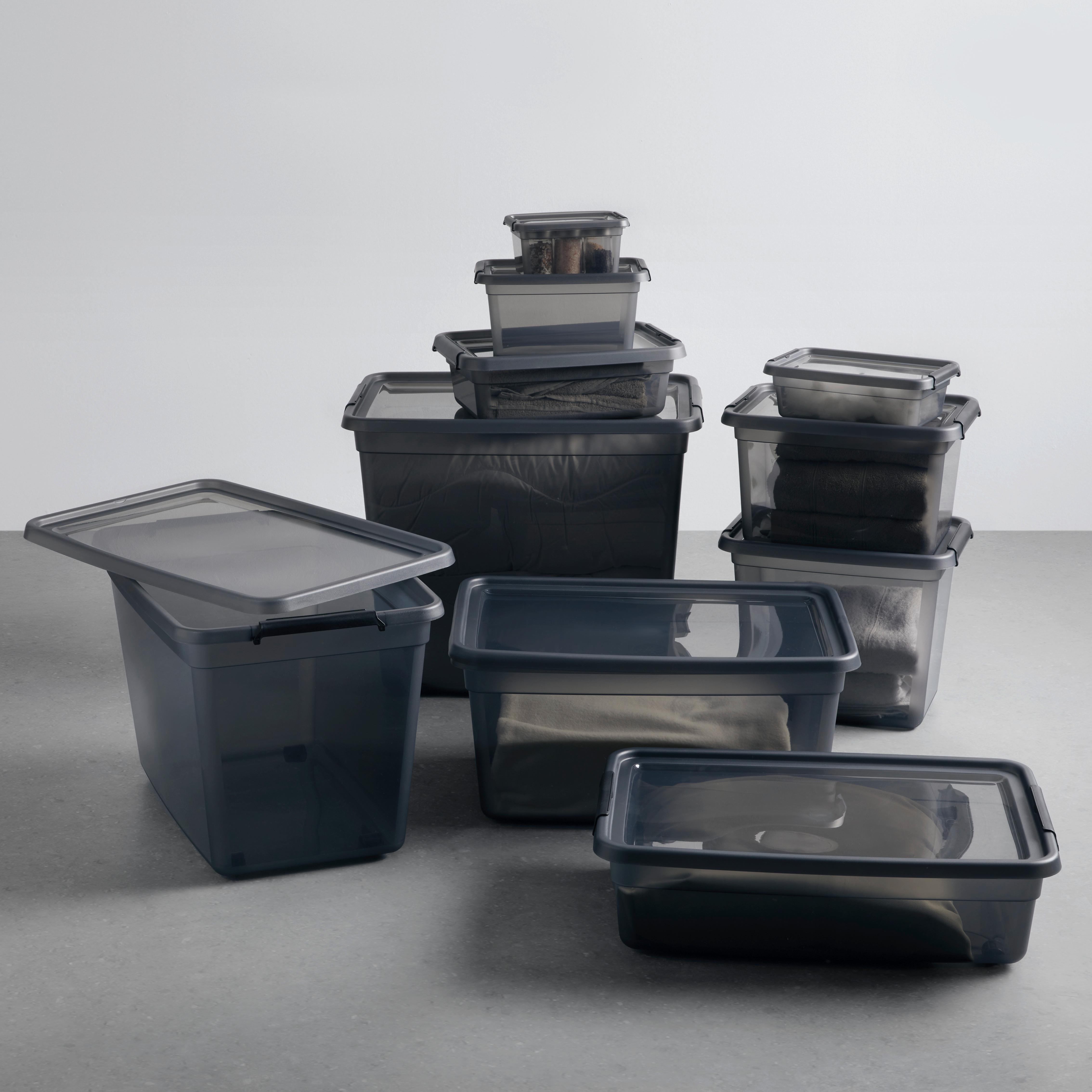 Aufbewahrungsbox Blacky in Schwarz ca. 40l - Transparent/Schwarz, Modern, Kunststoff (58/39/26,5cm) - Premium Living
