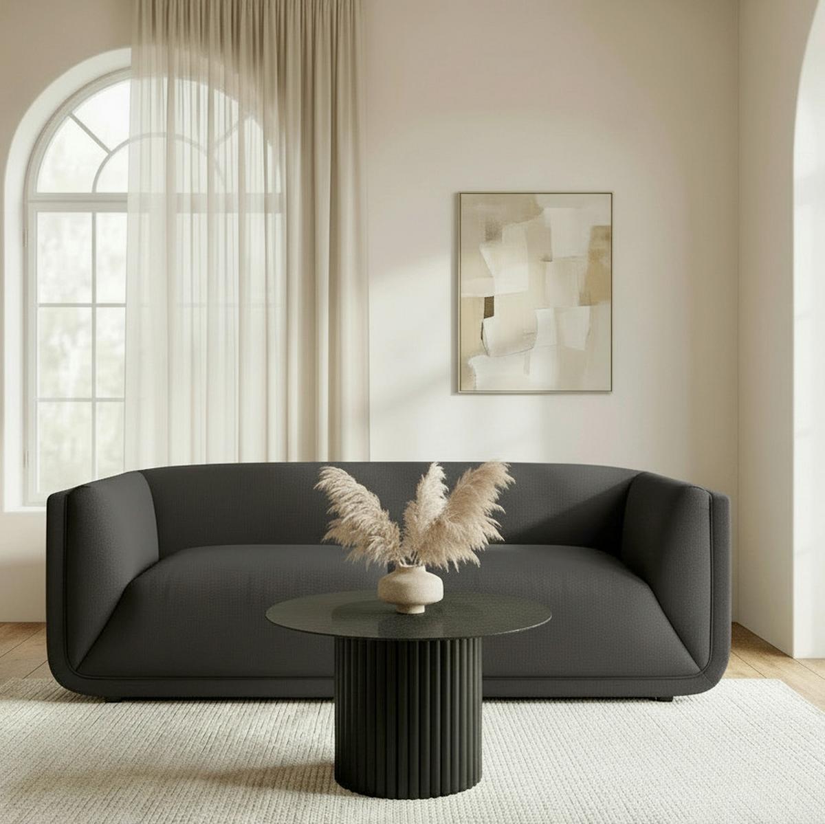 CANAPEA HEVI - gri închis/culoare natur, Modern, lemn/textil (197/73/86cm) - Bessagi Home