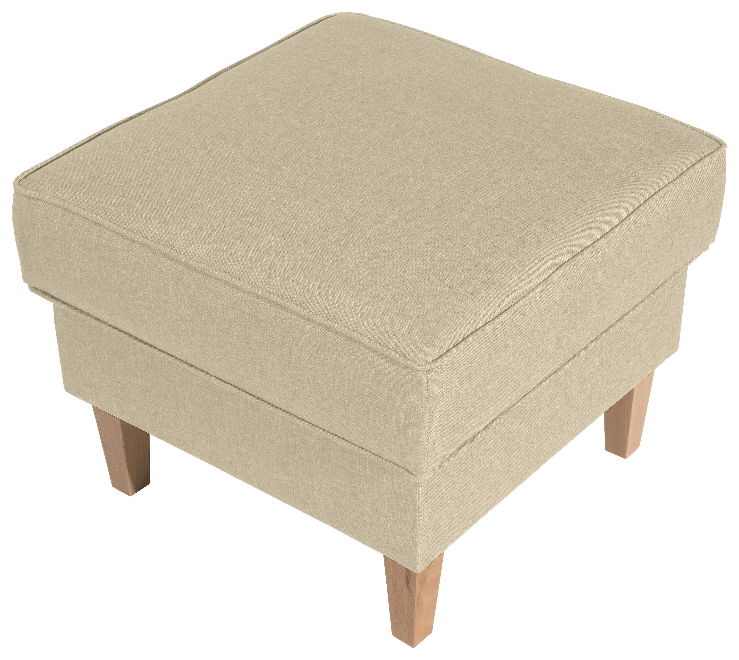 Hocker Lorris Beige Flachgewebe - Beige/Buchefarben, MODERN, Textil (53/53/45cm) - Max Winzer