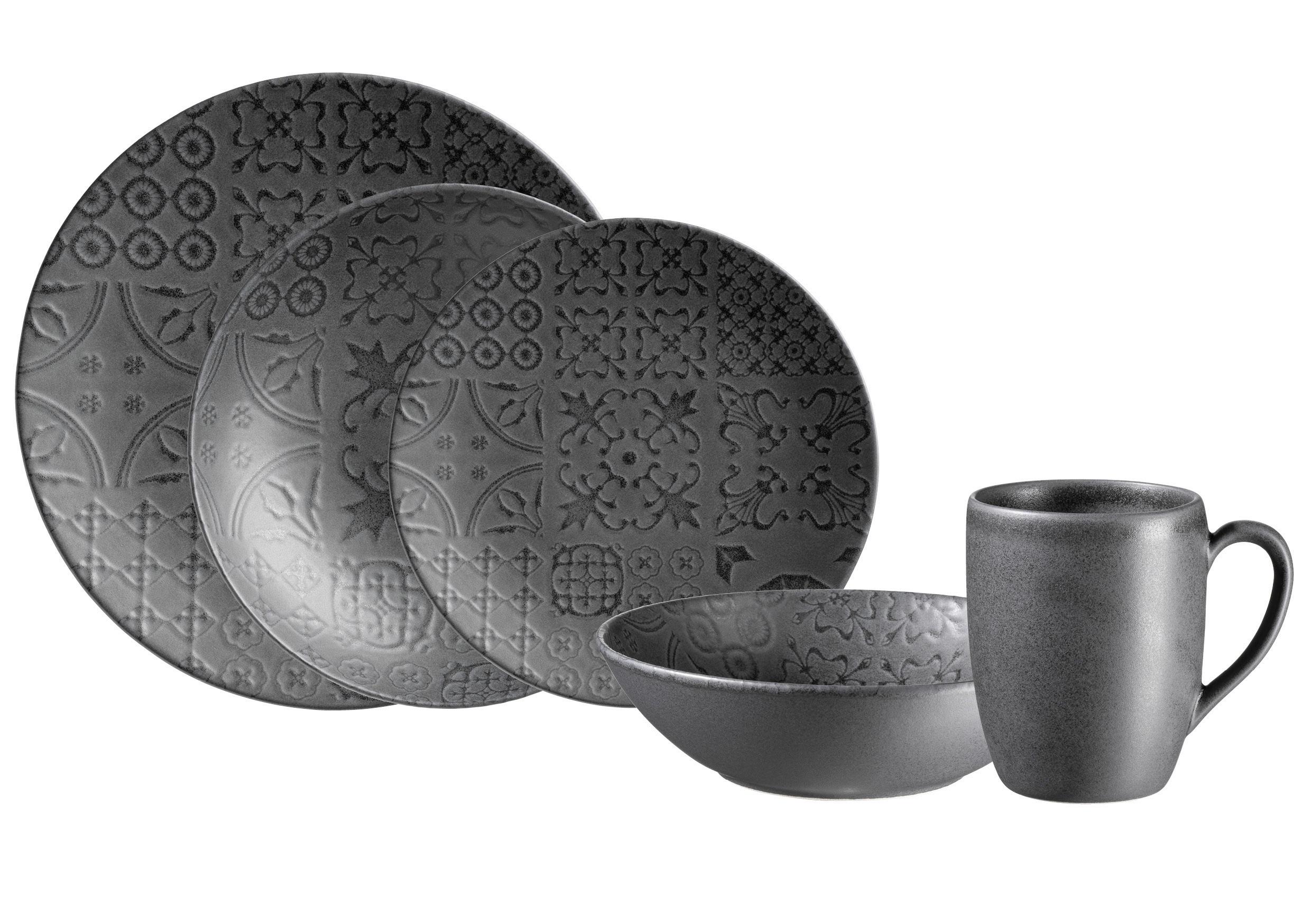 SERWIS OBIADOWO-ŚNIADANIOWY 581250 - czarny, Basics, ceramika - Mäser