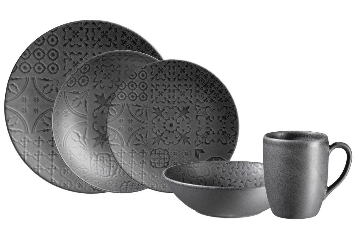 SERWIS OBIADOWO-ŚNIADANIOWY 581250 - czarny, Basics, ceramika - Mäser