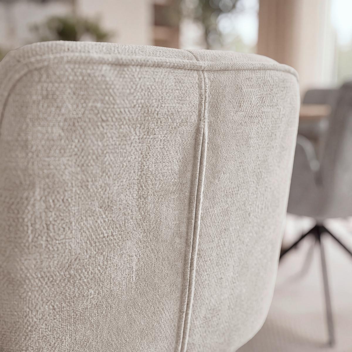 Armlehnstuhl Nalani Greige Webstoff Drehbar Gepolstert - Greige/Dunkelgrau, MODERN, Textil/Metall (58/86/62cm) - Bessagi Home