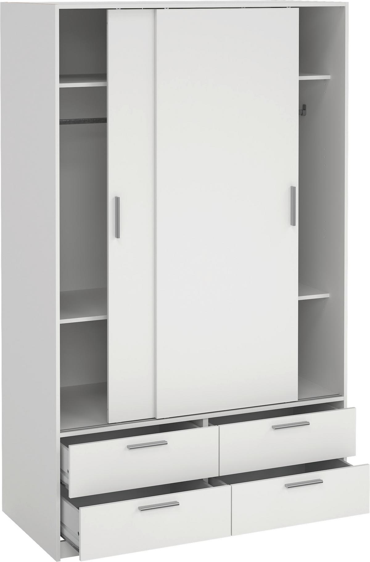 Omara Z Drsnimi Vrati Line, Bela - srebrne barve/bela, Moderno, kovina/leseni material (121,2/200/60,3cm) - MID.YOU