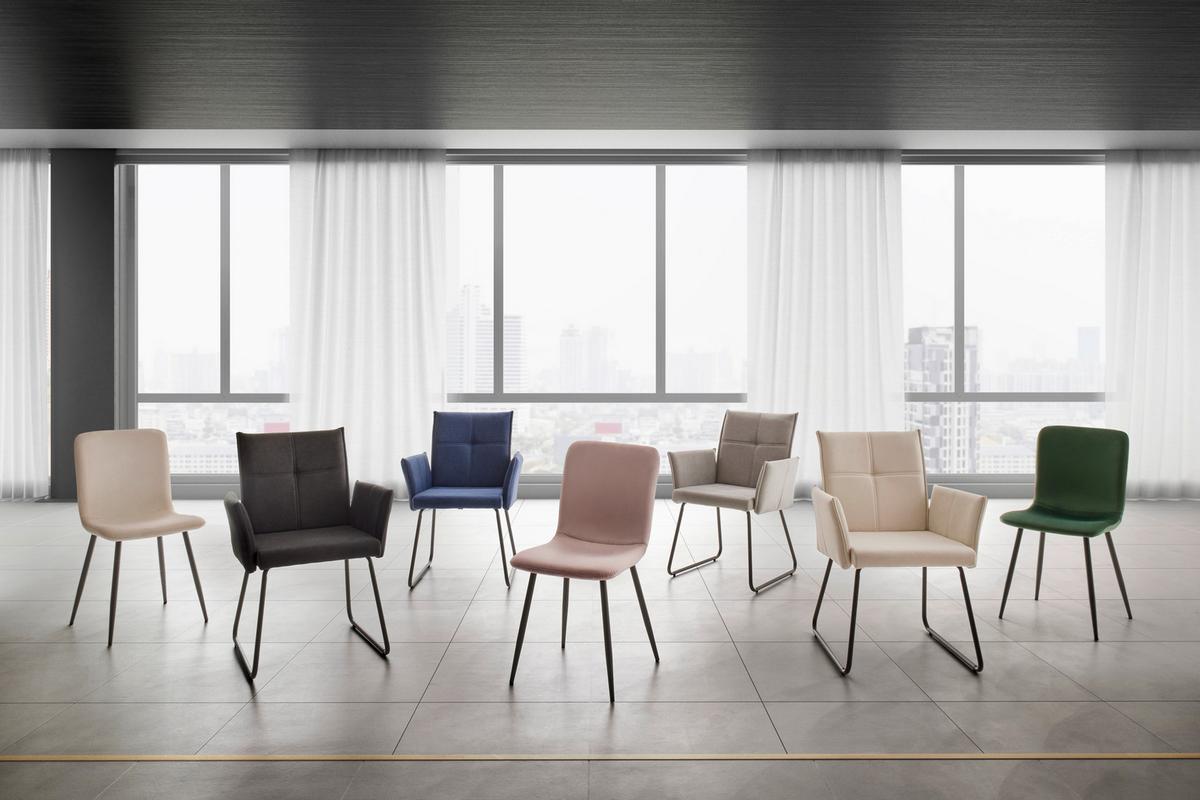 Stuhl Elif Beige Samt Gepolstert - Beige/Schwarz, MODERN, Holz/Textil (43/86/55cm) - Bessagi Home