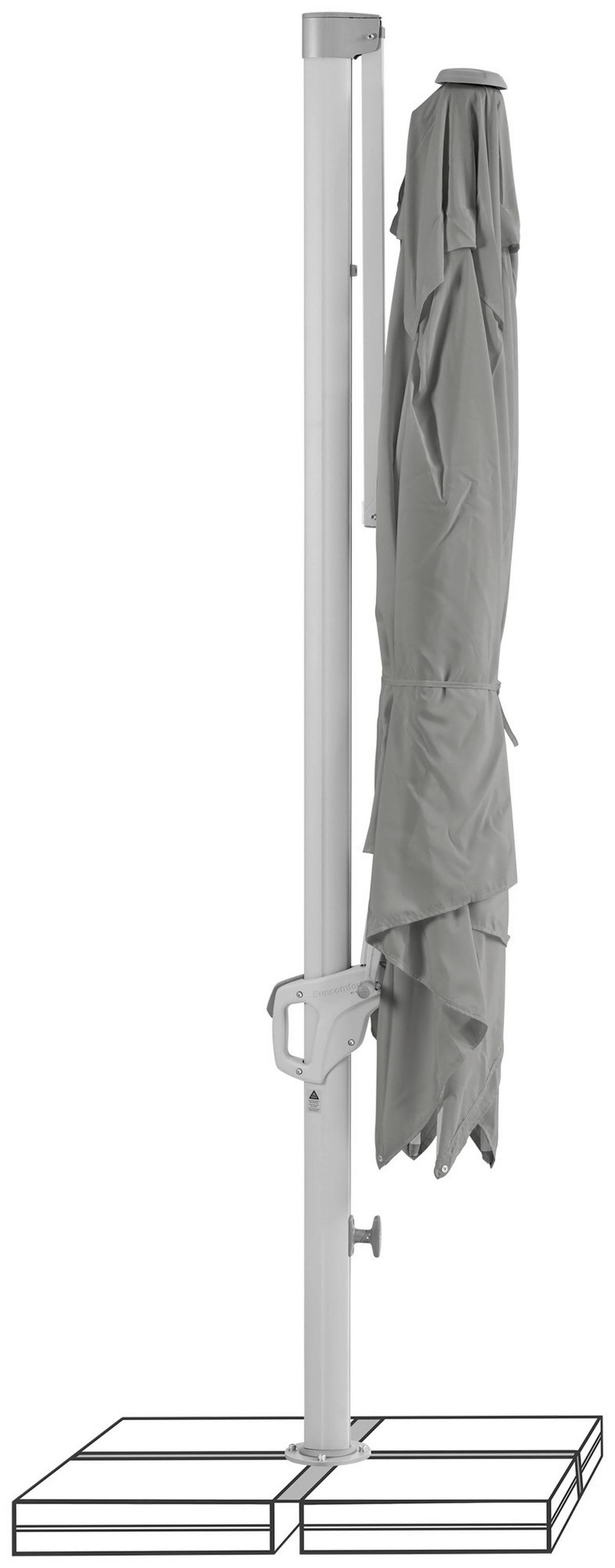 Ampelschirm Familyflex Silberfarben/Dunkelgrau - Dunkelgrau/Silberfarben, Basics, Metall (250/250cm) - Suncomfort by Glatz