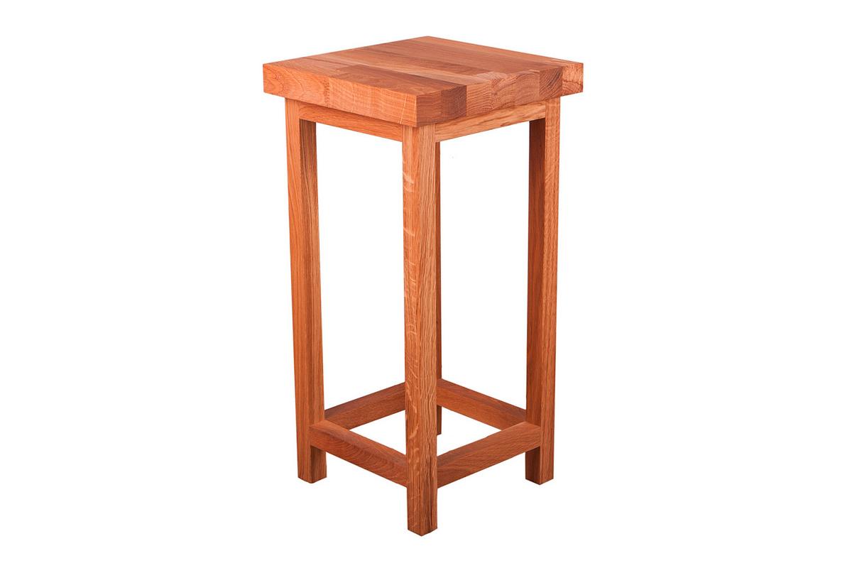 Universalhocker Echtholz Eiche massiv H: 60 cm - Eichefarben, Basics, Holz (30/60/30cm) - Gardenson