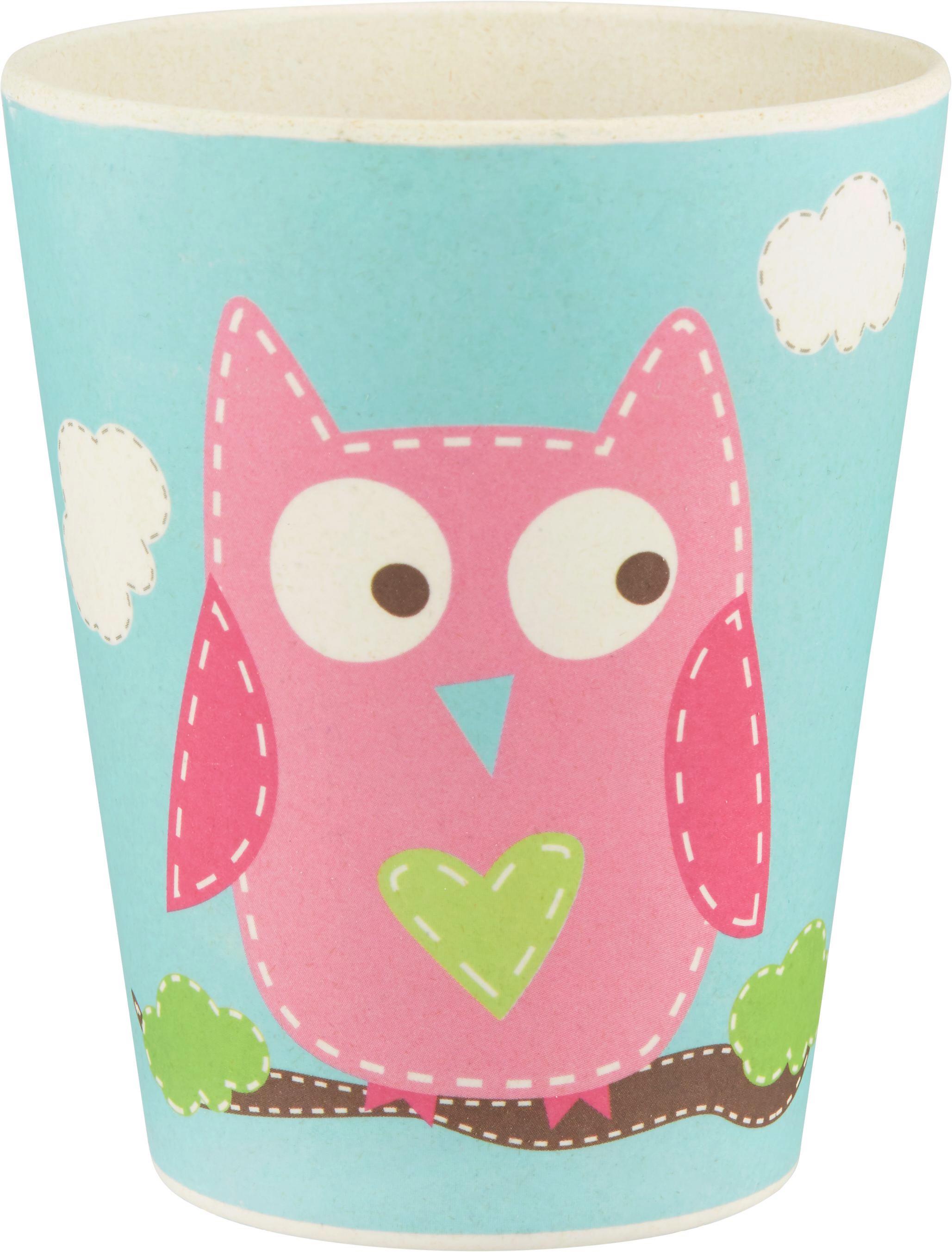 Trinkbecher Eule Bunt, 2-teilig - Multicolor/Naturfarben, Naturmaterialien/Holz (7,5/9,5cm) - Zandiara