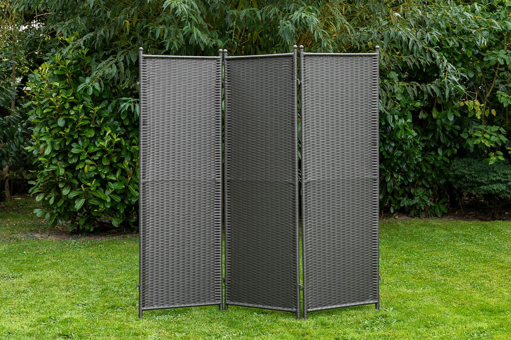 Paravent mit 3 Flügel ca. 183x183 cm Grau - Grau, MODERN, Kunststoff/Metall (183/183cm) - Ambia Garden
