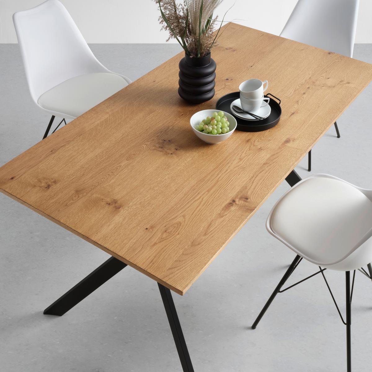 Esstisch Rupert in Schwarz/Eichefarben - Eichefarben/Schwarz, Basics, Holzwerkstoff/Metall (160/80/76cm) - Zandiara