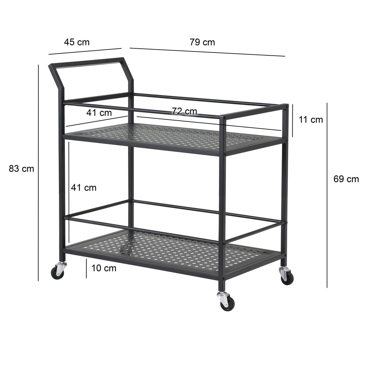 Servierwagen Wl7.321 - Schwarz, Design, Kunststoff/Metall (79/45/83cm) - MID.YOU