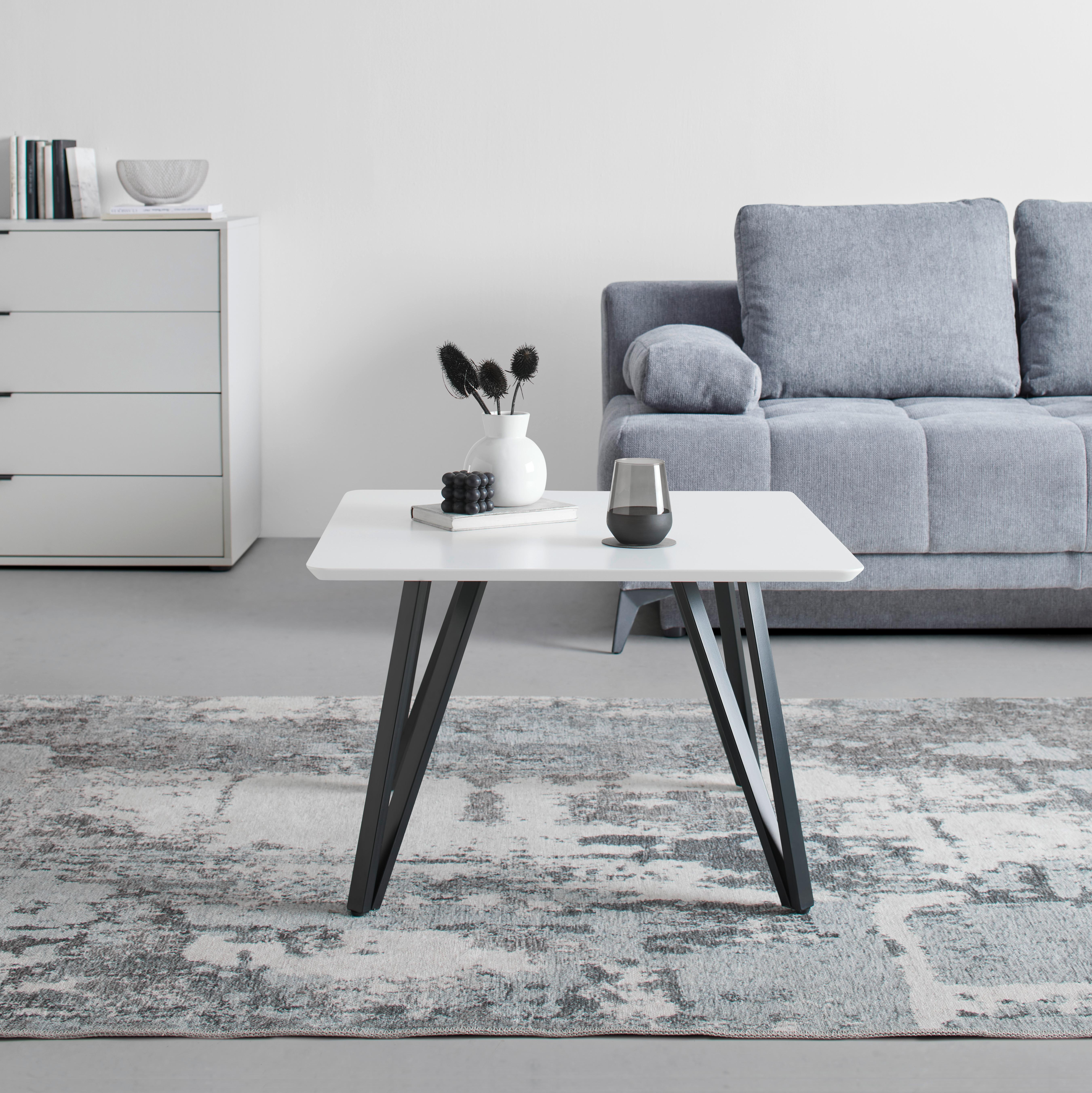 Dohányzóasztal Napoli - fekete/fehér, Modern, faalapú anyag/fém (70/45/70cm) - Based