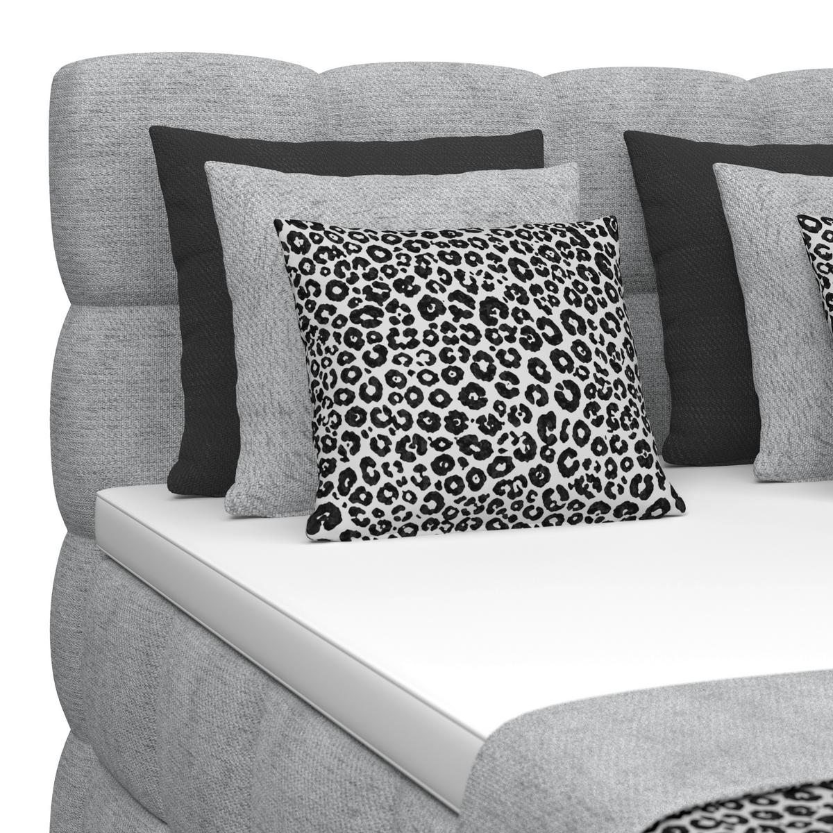Postelja Boxspring Brisbane, Siva, 140x220 - siva/črna, Trend, kovina/umetna masa (140/220cm) - Premium Living