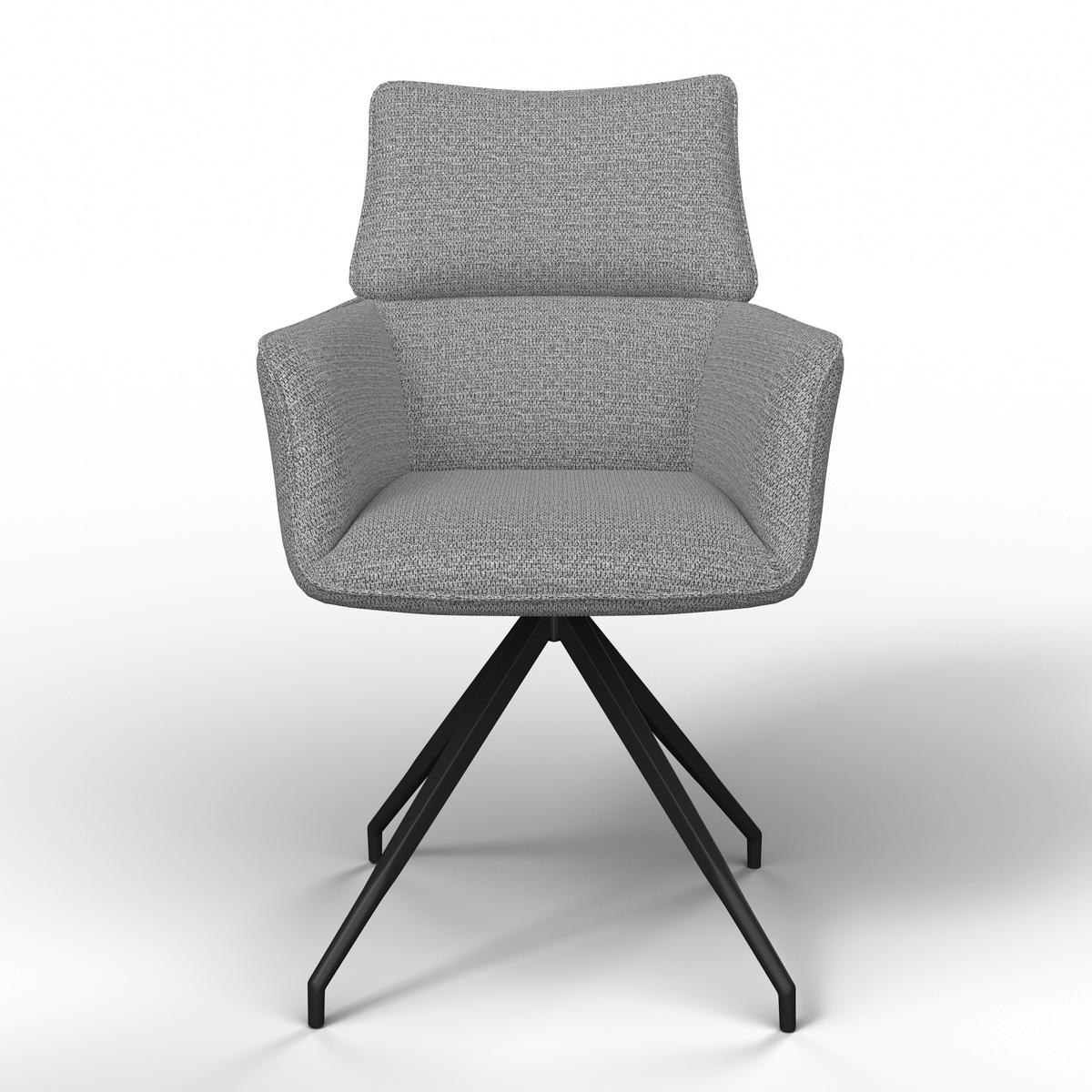 Armlehnstuhl Paolo Grau Webstoff Drehbar Gepolstert - Schwarz/Grau, MODERN, Holz/Textil (57/89/62cm) - Bessagi Home