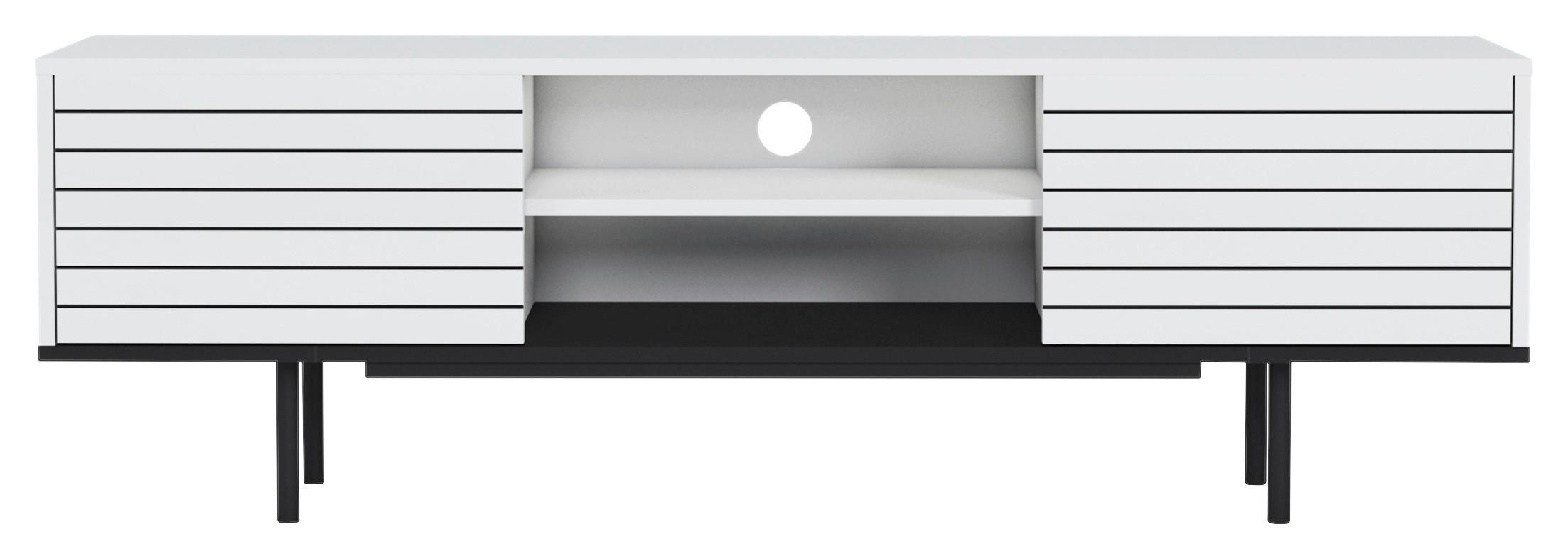 LOWBOARD APOLLO TV-SCHRANK - Weiss/Walnussfarben, Design, Holzwerkstoff (160/50,5/35cm) - Livetastic