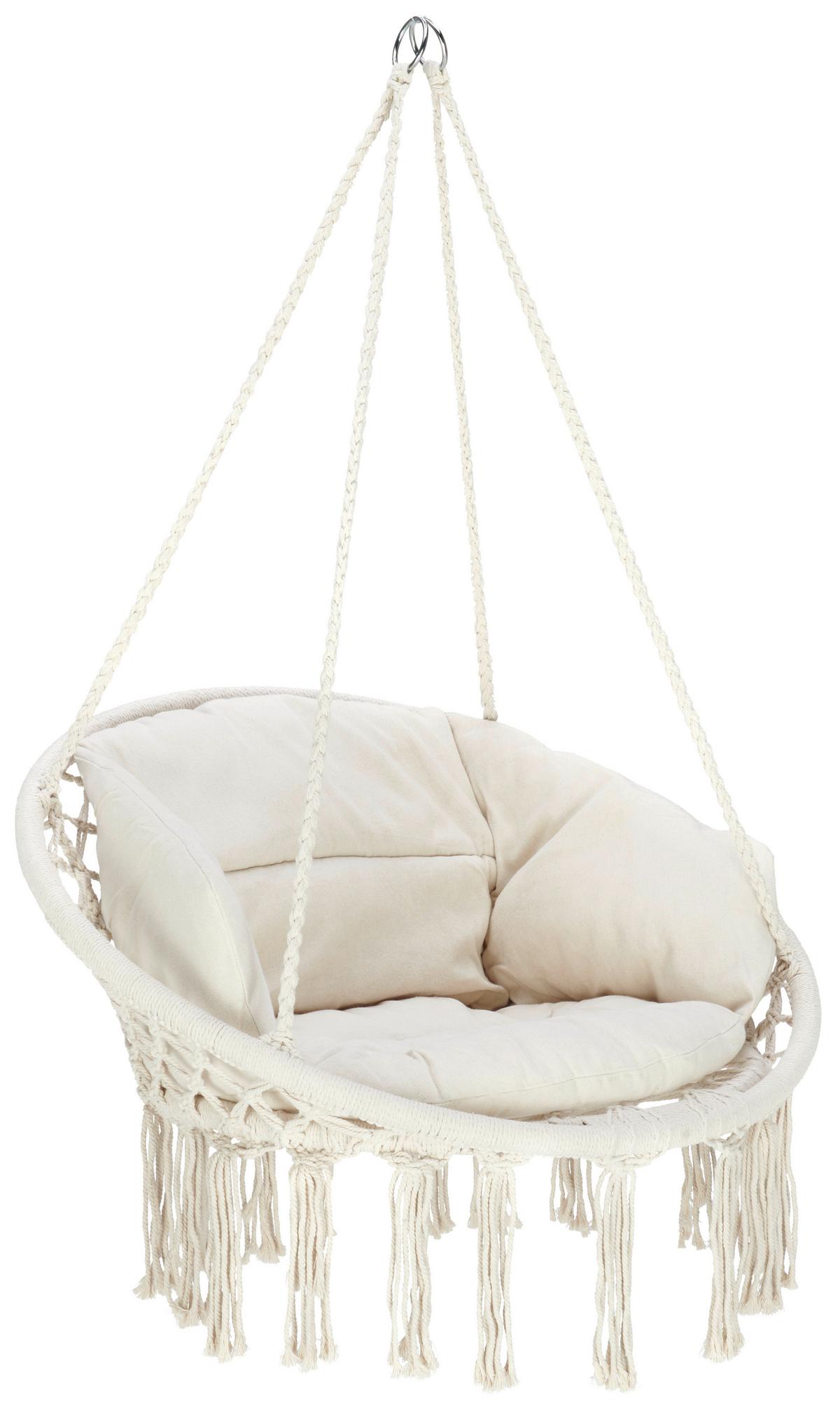 Hängesessel Amon Weiss aus Webstoff - Weiss, Basics, Textil/Metall (80/120/60cm) - Mömax