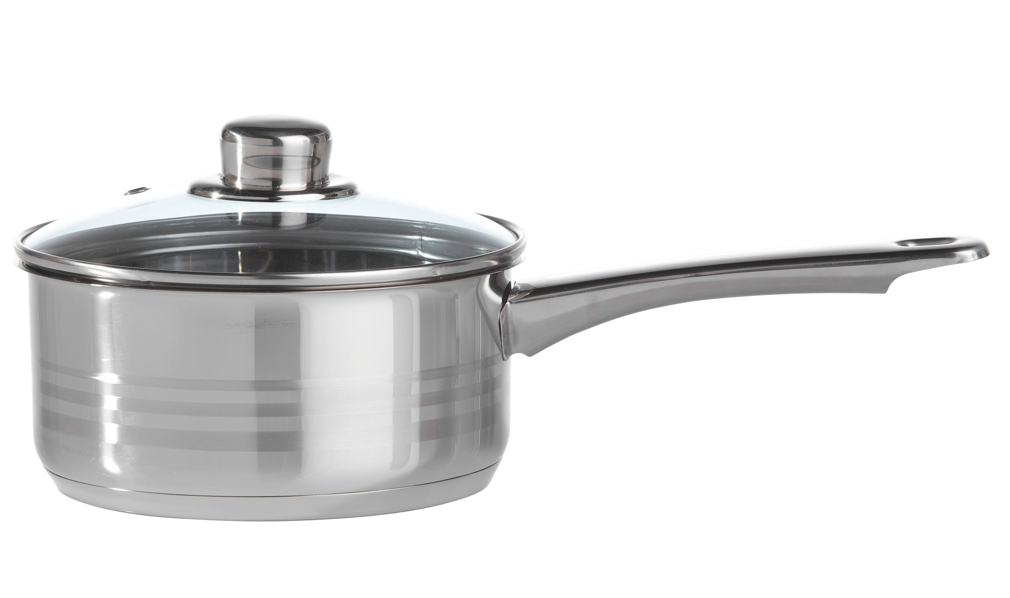 STIELKASSEROLLE Paula Edelstahl 1,3 Liter - Klar/Edelstahlfarben, Konventionell, Glas/Metall (16/7,5cm) - Modern Living