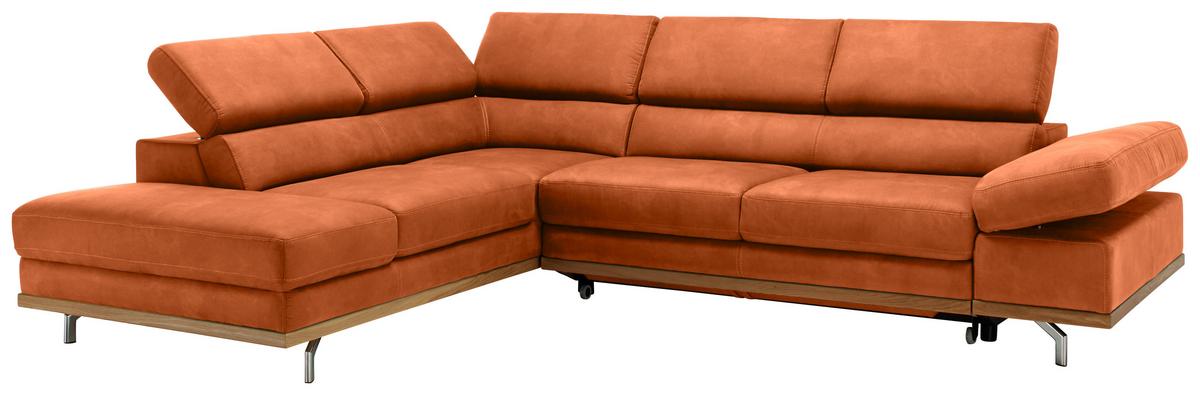 Ecksofa Carmen Orange - Chromfarben/Schwarz, KONVENTIONELL, Holz/Textil (292/93/226cm) - Premium Living