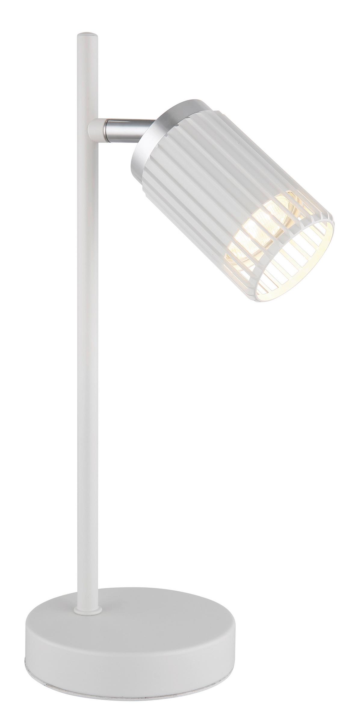 TISCHLEUCHTE 57906TW KORBEN - Chromfarben/Weiss, Design, Kunststoff/Metall (16,5/12/35cm) - Globo