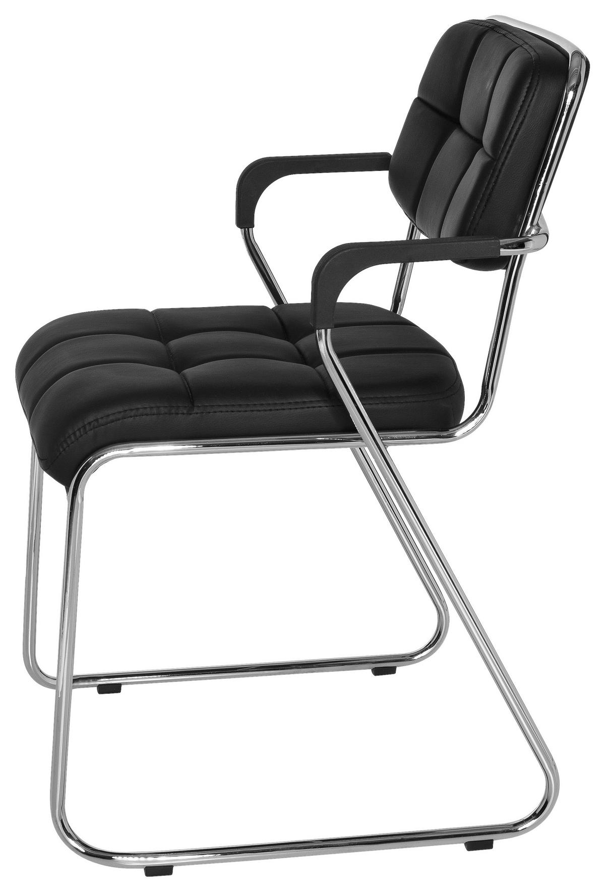 Konferenčni Stol Zanta Pu, Črna - barve kroma/črna, Basics, kovina/tekstil (49/79/44cm) - MID.YOU