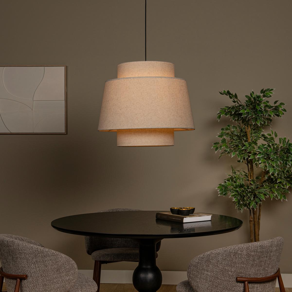 LAMPA WISZĄCA 21435/60/38 - TRIBUTE - czarny/biały, Lifestyle, tkanina (60/180cm) - Lucide