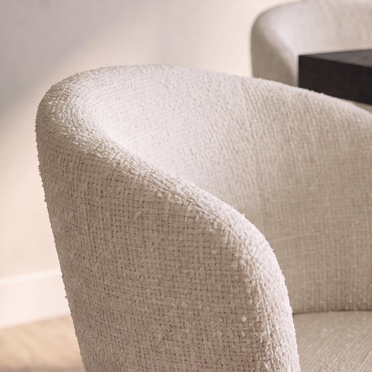 Armlehnstuhl Maylea Creme Webstoff Gepolstert - Creme, MODERN, Holz/Textil (61/60,5/81cm) - Bessagi Home